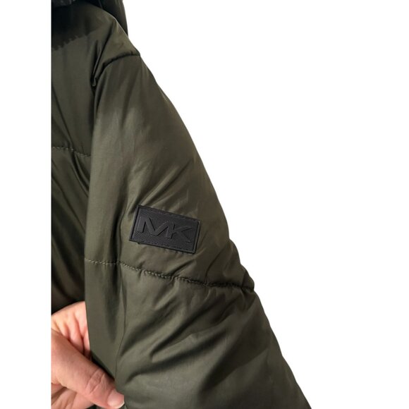 Michael Kors Olive Green Hooded Puffer Jacket Size 14/16 Polyester Warm Winter C - Picture 6 of 6